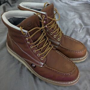 SUREWAY 6in Wedge Moc Toe Work Boots for Men,Premium Full-Grain Leather SIZE 13